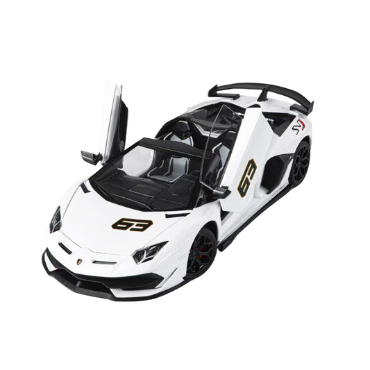 LAMBORGHINI AVENTADOR SVJ ROADSTER "63 EDITION" WHITE DIECAST MODEL