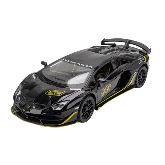 LAMBORGHINI AVENTADOR SVJ ROADSTER "63 EDITION" BLACK DIECAST MODEL